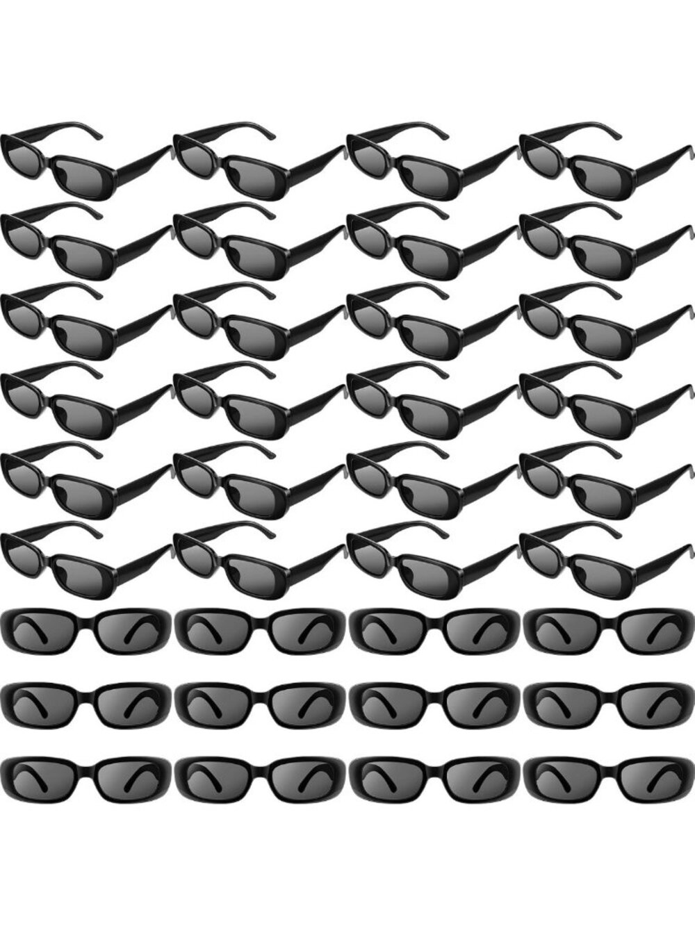 36 Pcs Retro Rectangle Sunglasses Set - Trendy Fashion Eyewear for Summer